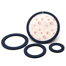 Kit 4 Bastidores Moldura em MDF Decorado - Redondo Azul Marinho Poá