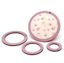 Kit 4 Bastidores Moldura em MDF Decorado - Redondo Rose