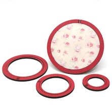 Kit 4 Bastidores Moldura em MDF Decorado - Redondo Vermelho Póa