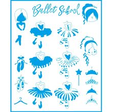 Stencil Litoarte 20 x 25 cm - STR-182 Bailarinas, Ballet School Sobreposição