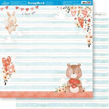 Folha para Scrapbook Dupla Face - Amor Aquarela: Urso - SD-1184