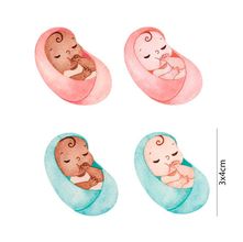 Aplique de MDF e Papel - Mães Aquarelas: Bebês - APM3-289