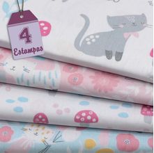 Kit de Tecido Pequeno Quintal: Cogumelo (30x70) 4 Estampas