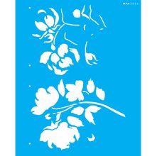 Stencil Opa 20 x 25 cm - Flor Aquarelada - 3034