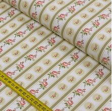 Tecido Estampado para Patchwork - Fadas: Listras Florais Creme (0,50x1,50)