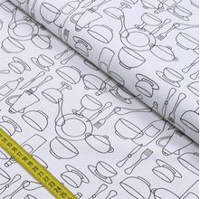 Tecido Estampado para Patchwork - 70076 Louças Cor 01 (0,50x1,40)