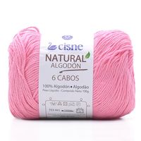 Fio Cisne Natural Algodón 6 Cabos 100g - 100% Algodão 00025 - rosa