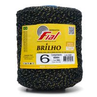 Barbante Fial Colorido com Brilho nº 6 - 604 Metros  99d preto/ouro