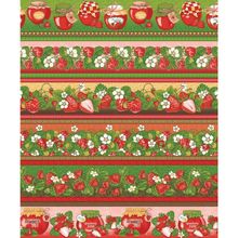 Tecido Estampado Para Patchwork - Barrados Morangos Cor 2404 (0,50X1,40)