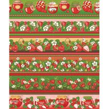 Tecido Estampado Para Patchwork - Barrados Morangos Cor 2404 (0,50X1,40)