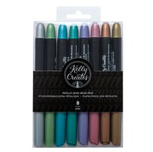 Kit de Canetas Ponta Pincel Metálico para Caligrafia Metallic Jewel Brush 8 unidades - We R