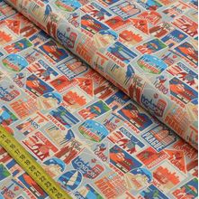 Tecido Estampado para Patchwork - Travel: Viagem Laranja (0,50x1,40)