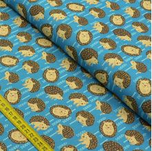 Tecido Estampado para Patchwork - Fun Animals: Porco Espinho Fundo Azul (0,50x1,50)