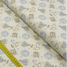 Tecido Estampado para Patchwork - Baby Digital: Brinquedos Azul (0,50x1,50)