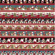 Tecido Estampado para Patchwork - Natal: Barras Papai Noel e Amigos Cor 01 (0,50x1,40)