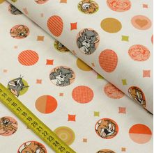 Tecido Estampado para Patchwork - Warner Bros: Tom e Jerry Círculos Fundo Off White (0,50x1,40)