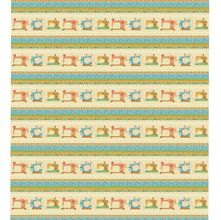 Tecido Estampado para Patchwork - Love Sewing: Barrado de Costura Fundo Bege (0,50x1,40)