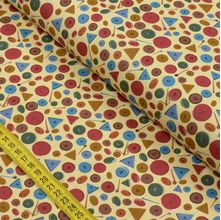 Tecido Estampado para Patchwork - Love Sewing: Botões Fundo Bege (0,50x1,40)