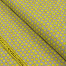 Tecido Estampado para Patchwork - Grafismo: Poá Médio Amarelo c/ FD Cinza Médio (0,50x1,40)