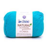 Fio Cisne Natural Algodón 6 Cabos 100g - 100% Algodão 01089 - azul piscina