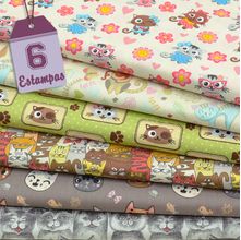 Kit de Tecido Cat Lovers Multicolor (30x70) 6 Estampas