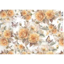 Papel para Decoupage OPAPEL 30x45 - Flores Rosas Amarelas