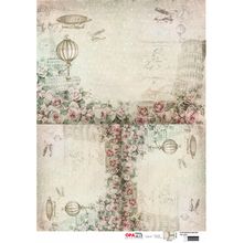 Papel para Decoupage OPAPEL 30x45 - Flor Rosas e Balões