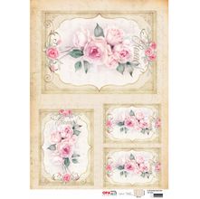 Papel para Decoupage OPAPEL 30x45 - Flor Rosas Moldura