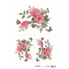 Papel para Decoupage OPAPEL 30x45 - Flor Rosas e Borboletas