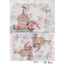 Papel para Decoupage OPAPEL 30x45 - Gaiola Vintage