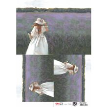 Papel para Decoupage OPAPEL 30x45 - Menina no Campo de Lavanda