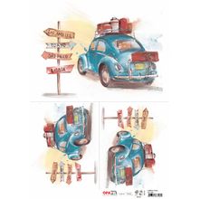 Papel para Decoupage OPAPEL 30x45 - Carros Fusca