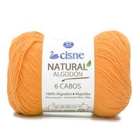 Fio Cisne Natural Algodón 6 Cabos 100g - 100% Algodão 03302 - laranja claro