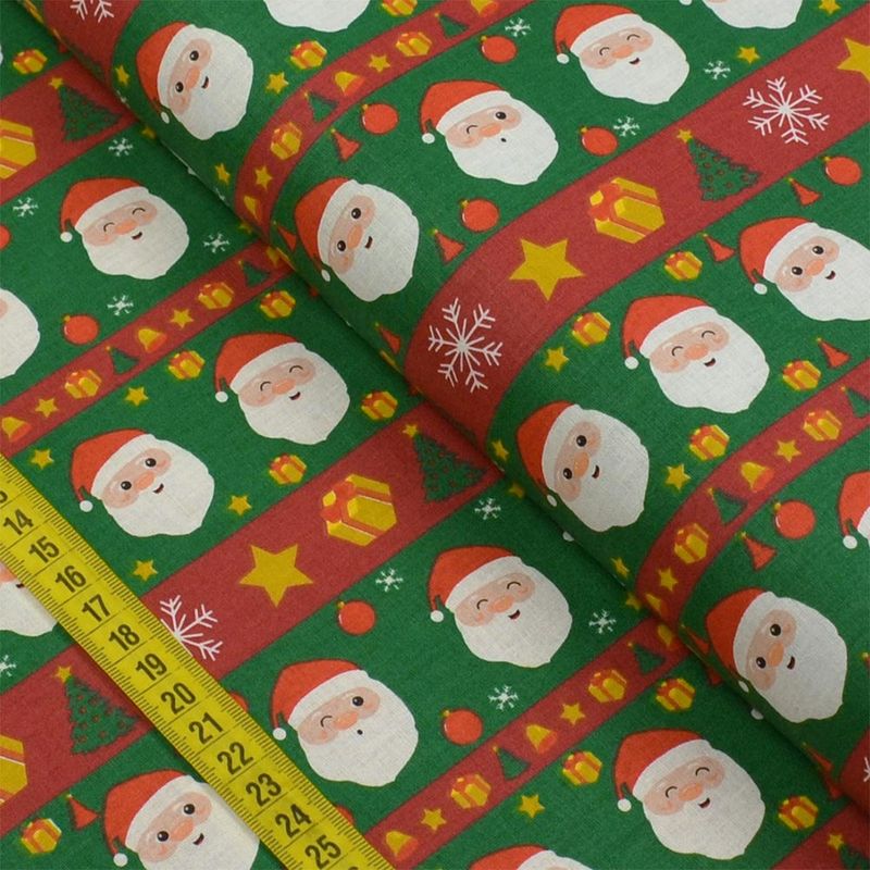 Tecido Estampado - Papai Noel fundo Xadrez Vermelho Cor 01 - Des