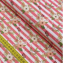 Tecido Estampado para Patchwork - Botânica: Floral Botânica Listrado (0,50x1,40)