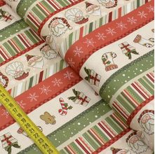 Tecido Estampado para Patchwork - Happy Christmas: Faixas Natal (0,50x1,40)