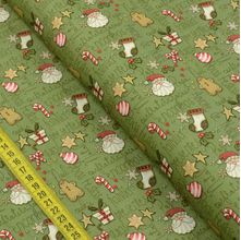 Tecido Estampado para Patchwork - Happy Christmas: Mini Elementos Natal Verde (0,50x1,40