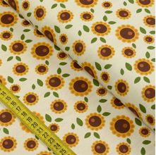 Tecido Estampado Para Patchwork - Outono : Flor Raio De Sol Creme (0,50x1,40)
