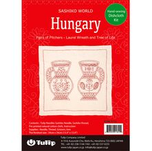 Kit de Bordado Tulip Sashiko - Hungria Pares de Jarras - Coroa de Louros e Árvore da Vida