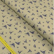 Tecido Estampado para Patchwork - Essentials Barco Fundo Bege (0,50x1,50)