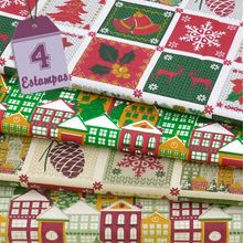 Kit de Tecido Natal Snow Village (30x70) 4 Estampas