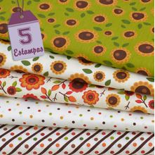 Kit de Tecido Outono Flor Raio De Sol (50x150) 5 Estampas