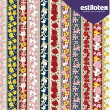 Tecido Estampado para Patchwork - Floral: Floral Barras (0,50x1,40)