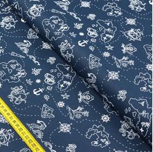 Tecido Estampado para Patchwork - Essentials Pirata Fundo Azul (0,50x1,50)