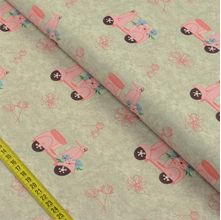 Tecido Estampado para Patchwork - Vintage Trip By Alba Junqueira: Floral Com Vespa (0,50x1,40)