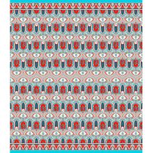 Tecido Estampado para Patchwork - Oriente Divino Arranjo: Palacio Espelhado Azul Com Vermelho (0,50x1,40)