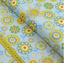 Tecido Estampado para Patchwork - Triplice: Floral Folk Azul Claro (0,50x1,40)