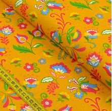 Tecido Estampado para Patchwork - Triplice: Ramo Folk Amarelo (0,50x1,40)