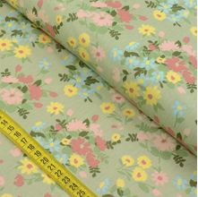 Tecido Estampado para Patchwork - Triplice: Floral Verde (0,50x1,40)