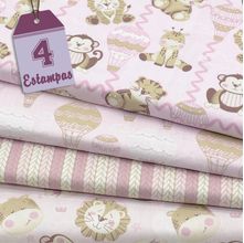 Kit de Tecido Bichinhos Baby Rosa (30x70) 4 Estampas